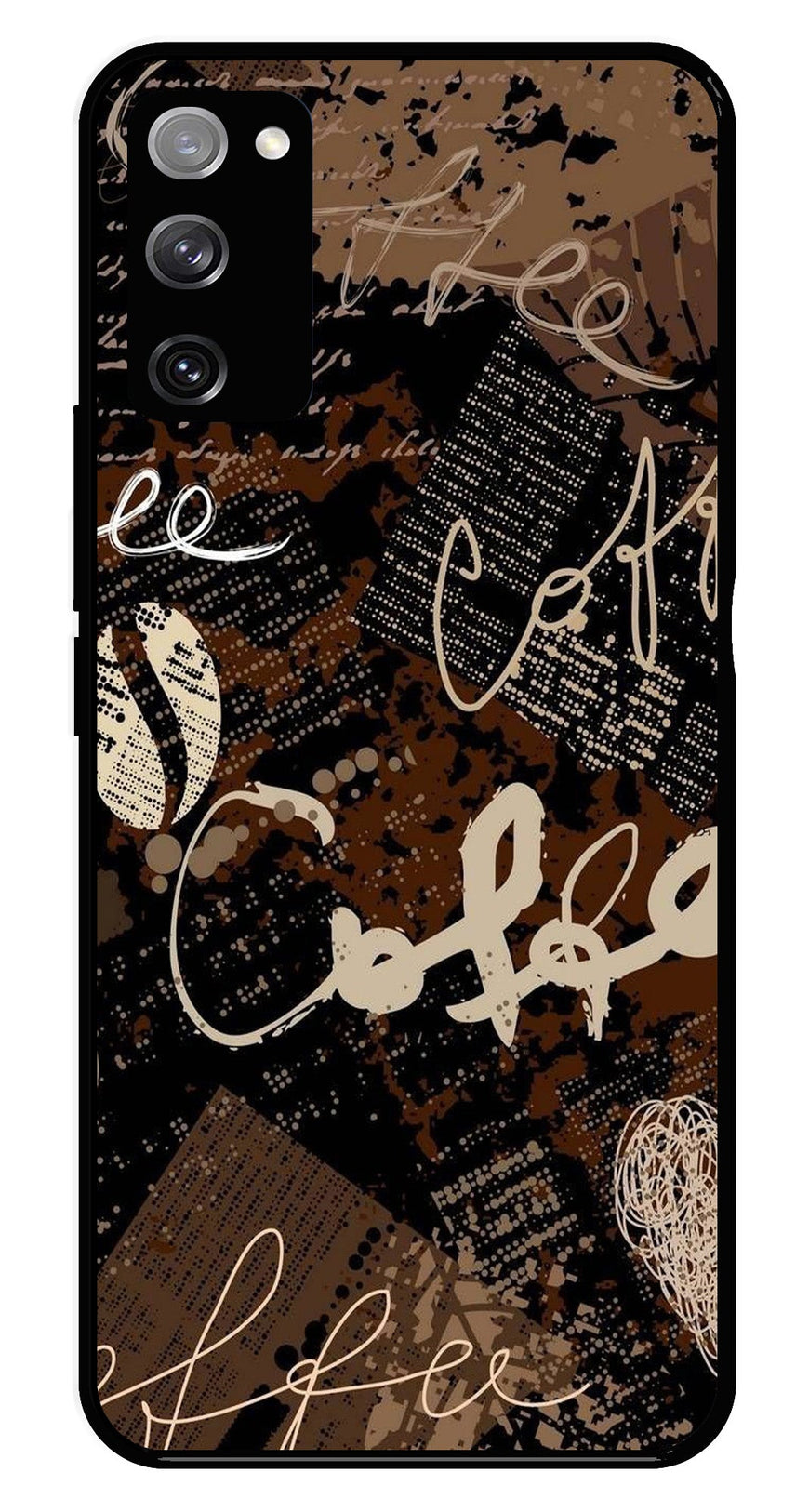 Coffee Pattern Metal Mobile Case for Samsung Galaxy S20 FE 5G   (Design No -37)