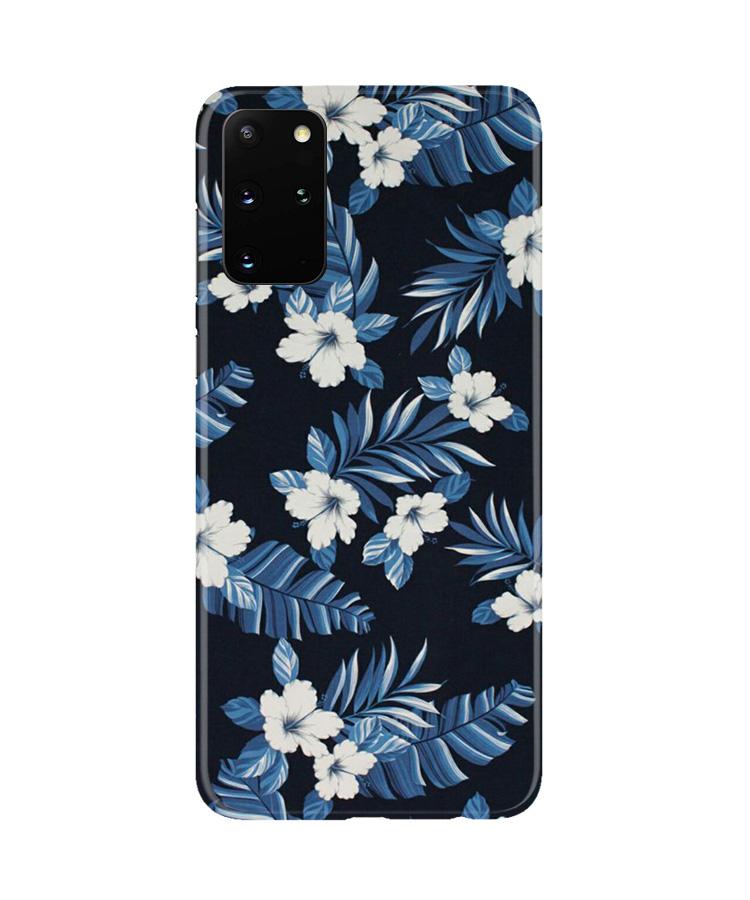 White flowers Blue Background2 Case for Galaxy S20 Plus