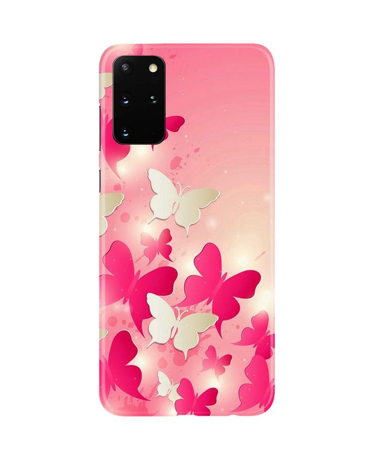 White Pick Butterflies Case for Galaxy S20 Plus