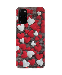 Red White Hearts Mobile Back Case for Galaxy S20 Plus  (Design - 105)