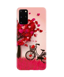 Red Heart Cycle Mobile Back Case for Galaxy S20 Plus (Design - 222)