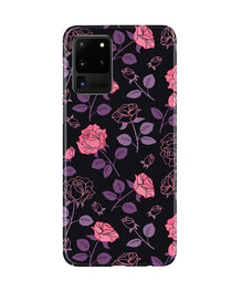 Rose Black Background Mobile Back Case for Galaxy S20 Ultra (Design - 27)