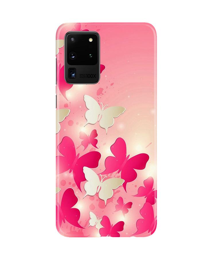 White Pick Butterflies Case for Galaxy S20 Ultra