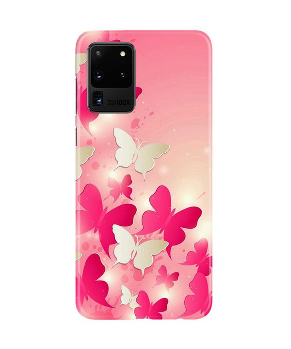 White Pick Butterflies Case for Galaxy S20 Ultra