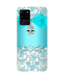 Shinny Blue Background Mobile Back Case for Galaxy S20 Ultra (Design - 32)