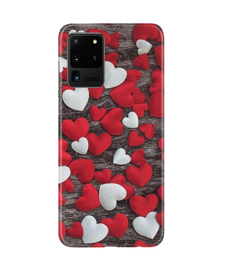 Red White Hearts Case for Galaxy S20 Ultra  (Design - 105)
