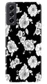White flowers Black Background Case for Samsung Galaxy S21 FE 5G