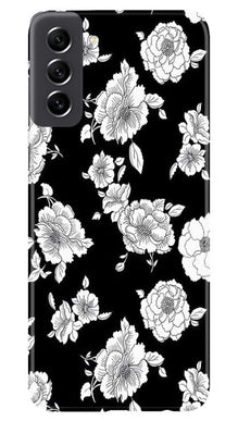 White flowers Black Background Mobile Back Case for Samsung Galaxy S21 FE 5G (Design - 9)