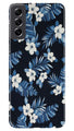 White flowers Blue Background2 Case for Samsung Galaxy S21 FE 5G