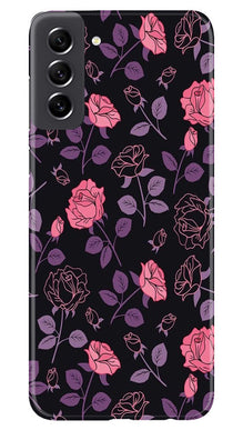 Rose Black Background Mobile Back Case for Samsung Galaxy S21 FE 5G (Design - 27)