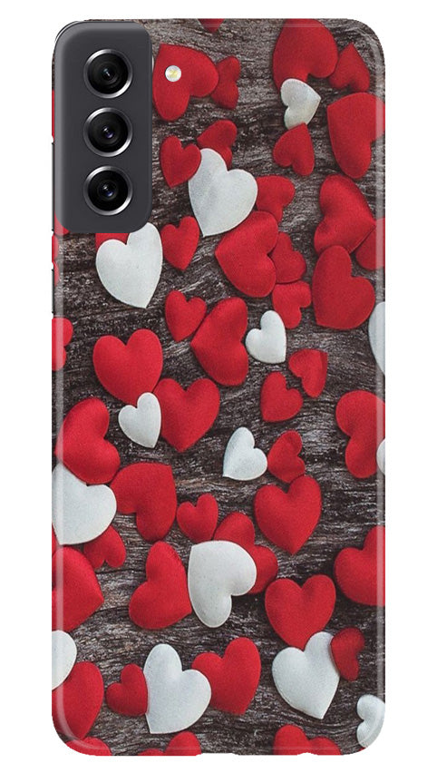 Red White Hearts Case for Samsung Galaxy S21 FE 5G  (Design - 105)