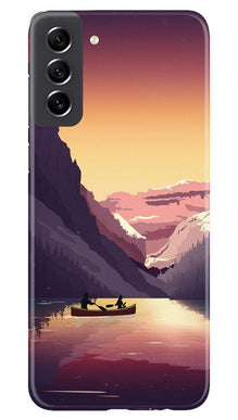 Mountains Boat Mobile Back Case for Samsung Galaxy S21 FE 5G (Design - 150)