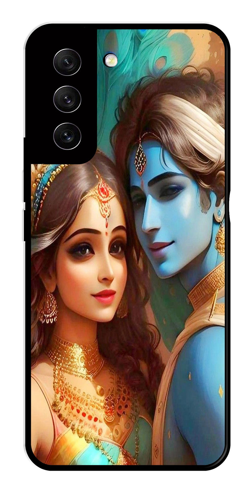 Lord Radha Krishna Metal Mobile Case for Samsung Galaxy S21 FE 5G   (Design No -01)