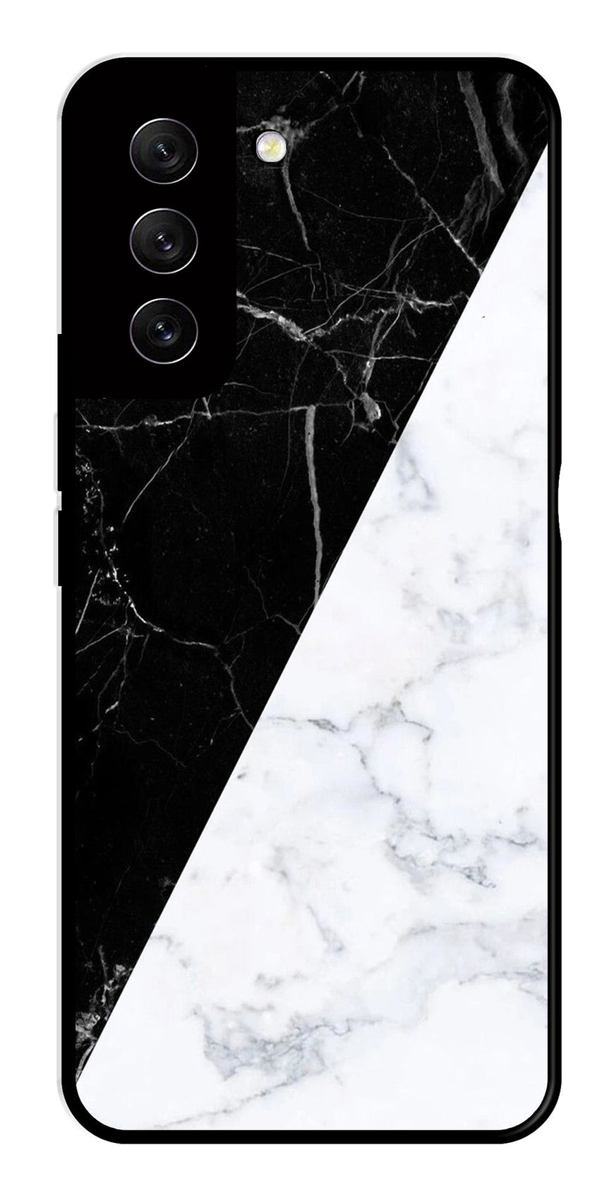 Black White Marble Design Metal Mobile Case for Samsung Galaxy S21 FE 5G   (Design No -09)
