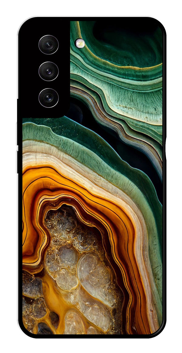 Marble Design Metal Mobile Case for Samsung Galaxy S21 FE 5G   (Design No -28)