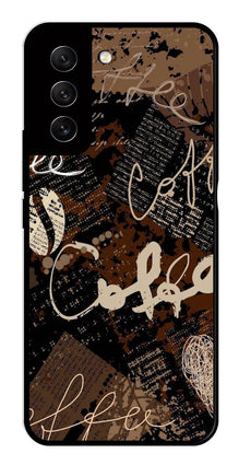 Coffee Pattern Metal Mobile Case for Samsung Galaxy S21 FE 5G
