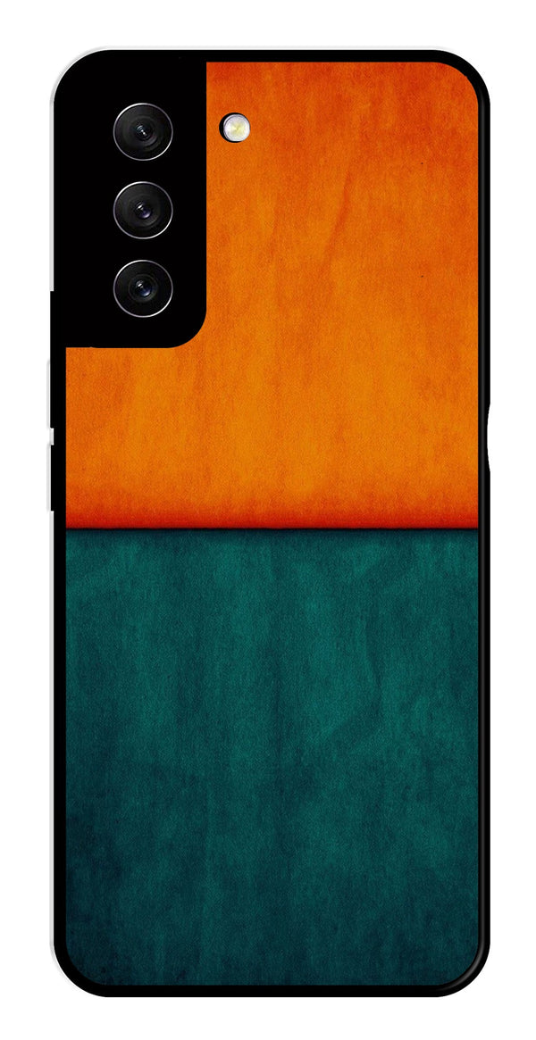 Orange Green Pattern Metal Mobile Case for Samsung Galaxy S21 FE 5G   (Design No -45)