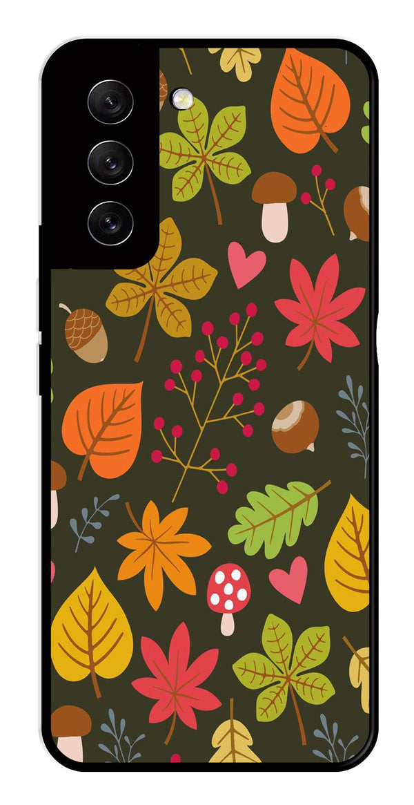 Leaves Design Metal Mobile Case for Samsung Galaxy S21 FE 5G   (Design No -51)