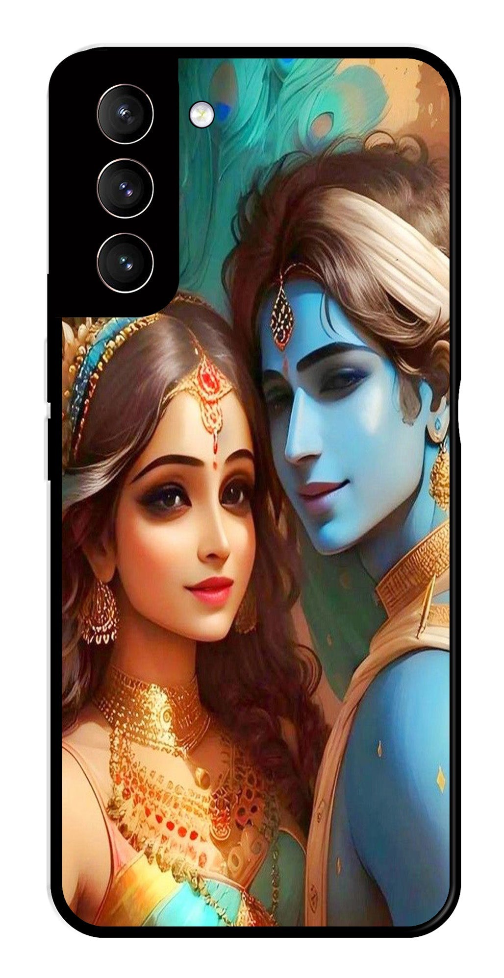 Lord Radha Krishna Metal Mobile Case for Samsung Galaxy S22 Plus 5G   (Design No -01)