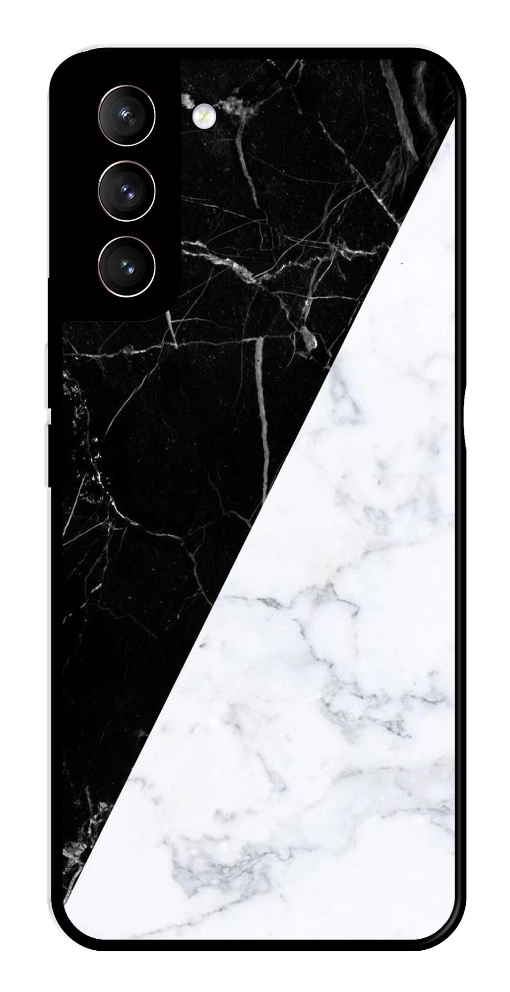 Black White Marble Design Metal Mobile Case for Samsung Galaxy S22 Plus 5G   (Design No -09)