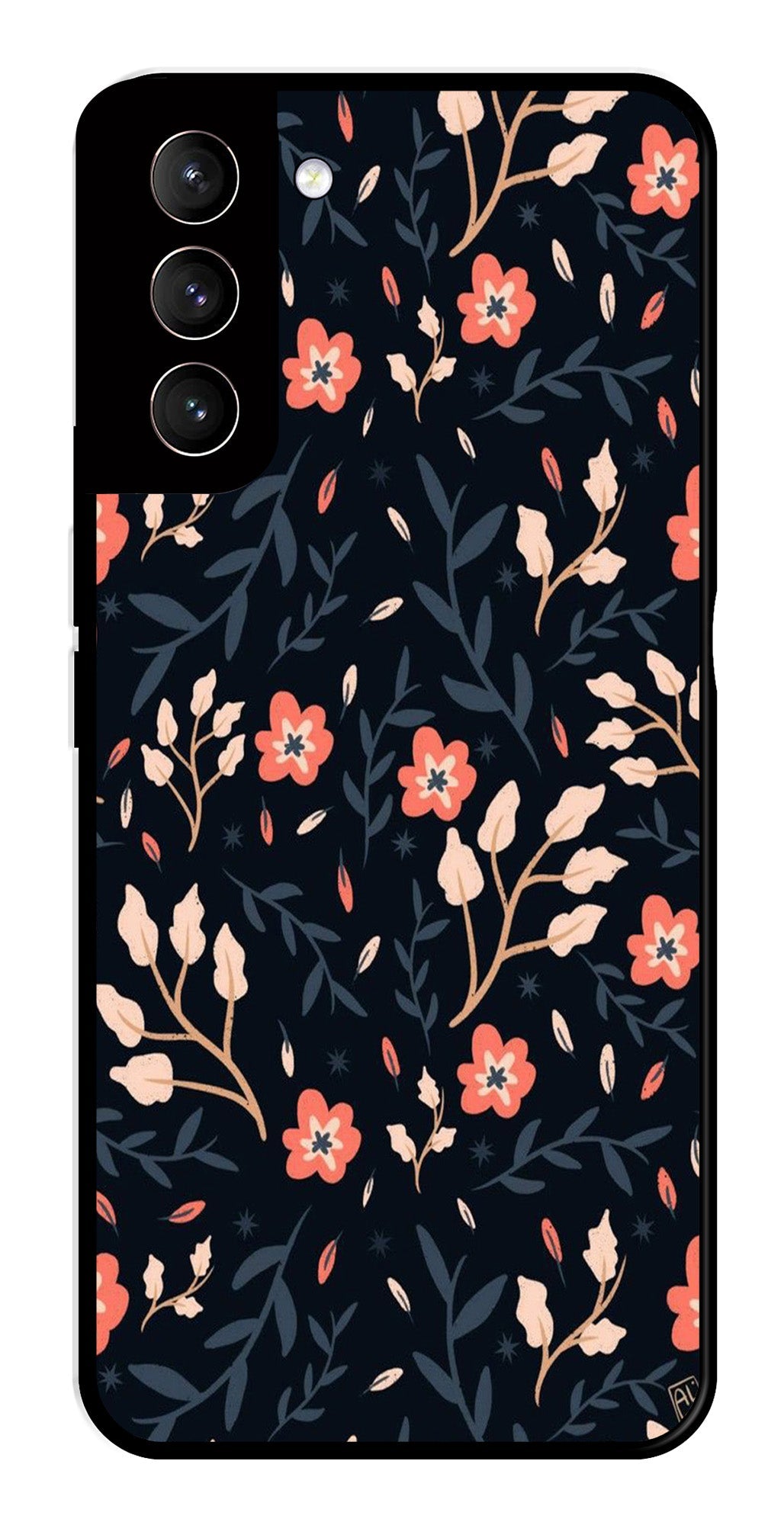 Floral Pattern Metal Mobile Case for Samsung Galaxy S21 Plus 5G   (Design No -10)