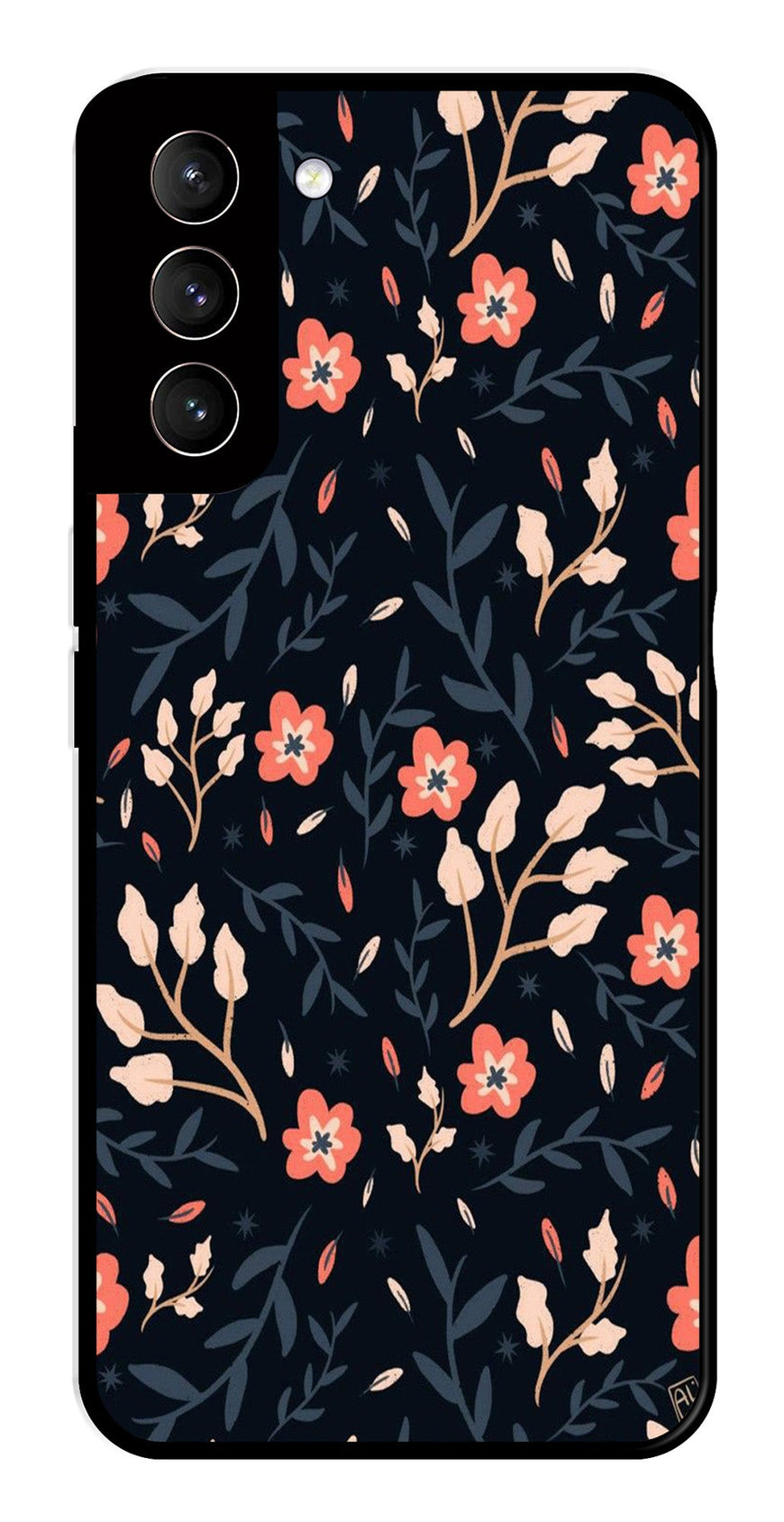 Floral Pattern Metal Mobile Case for Samsung Galaxy S22 5G   (Design No -10)