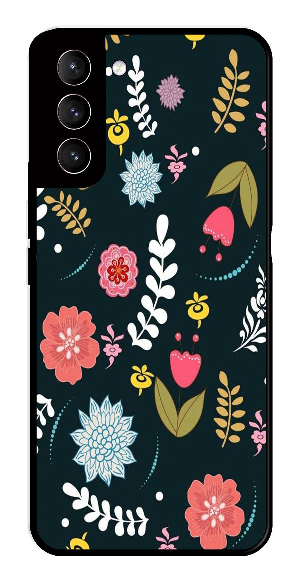 Floral Pattern2 Metal Mobile Case for Samsung Galaxy S22 Plus 5G   (Design No -12)