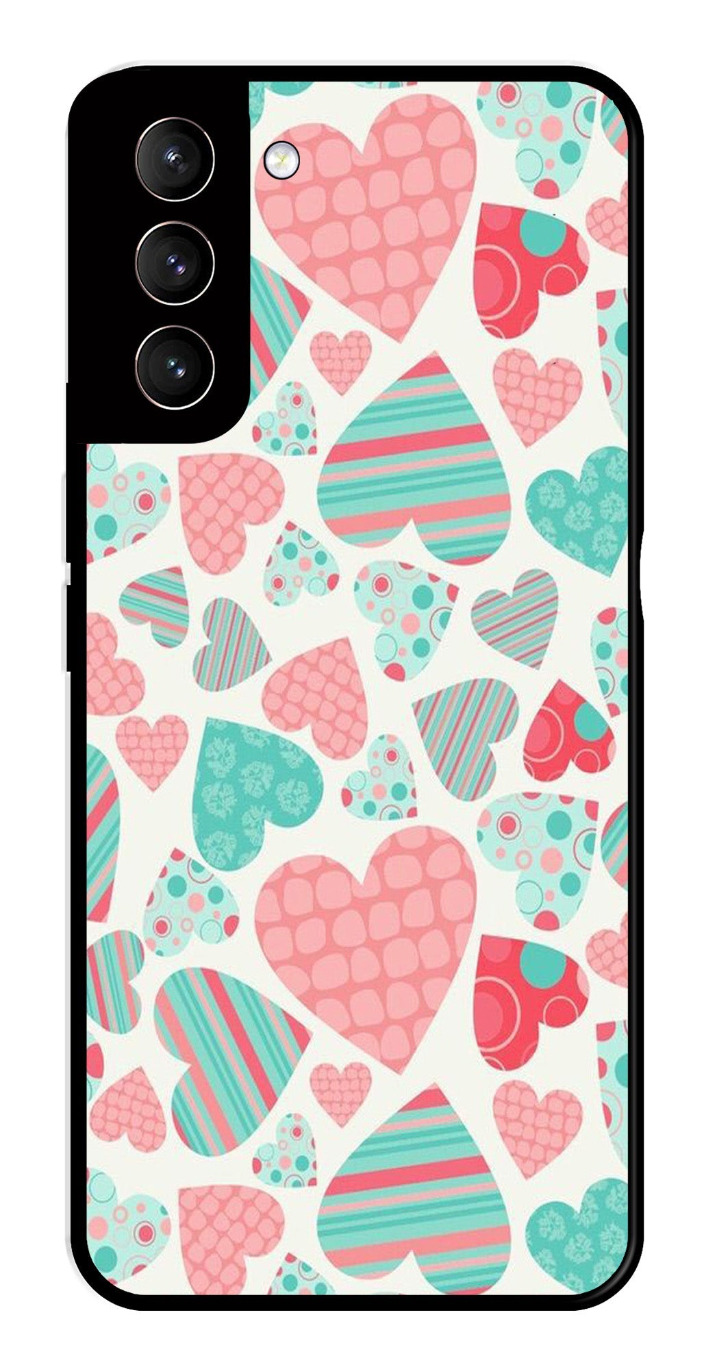 Hearts Pattern Metal Mobile Case for Samsung Galaxy S22 Plus 5G   (Design No -22)