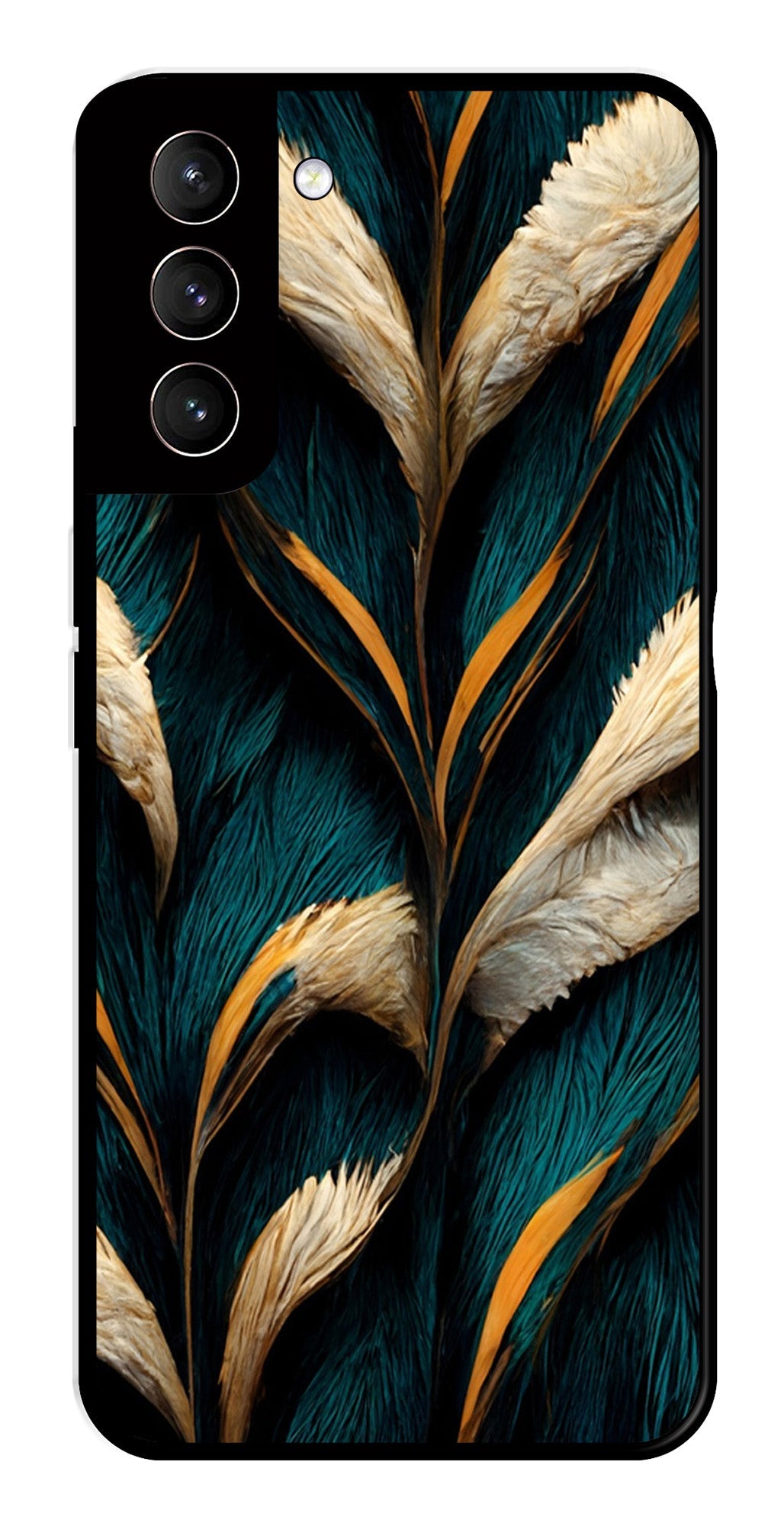 Feathers Metal Mobile Case for Samsung Galaxy S22 Plus 5G   (Design No -30)