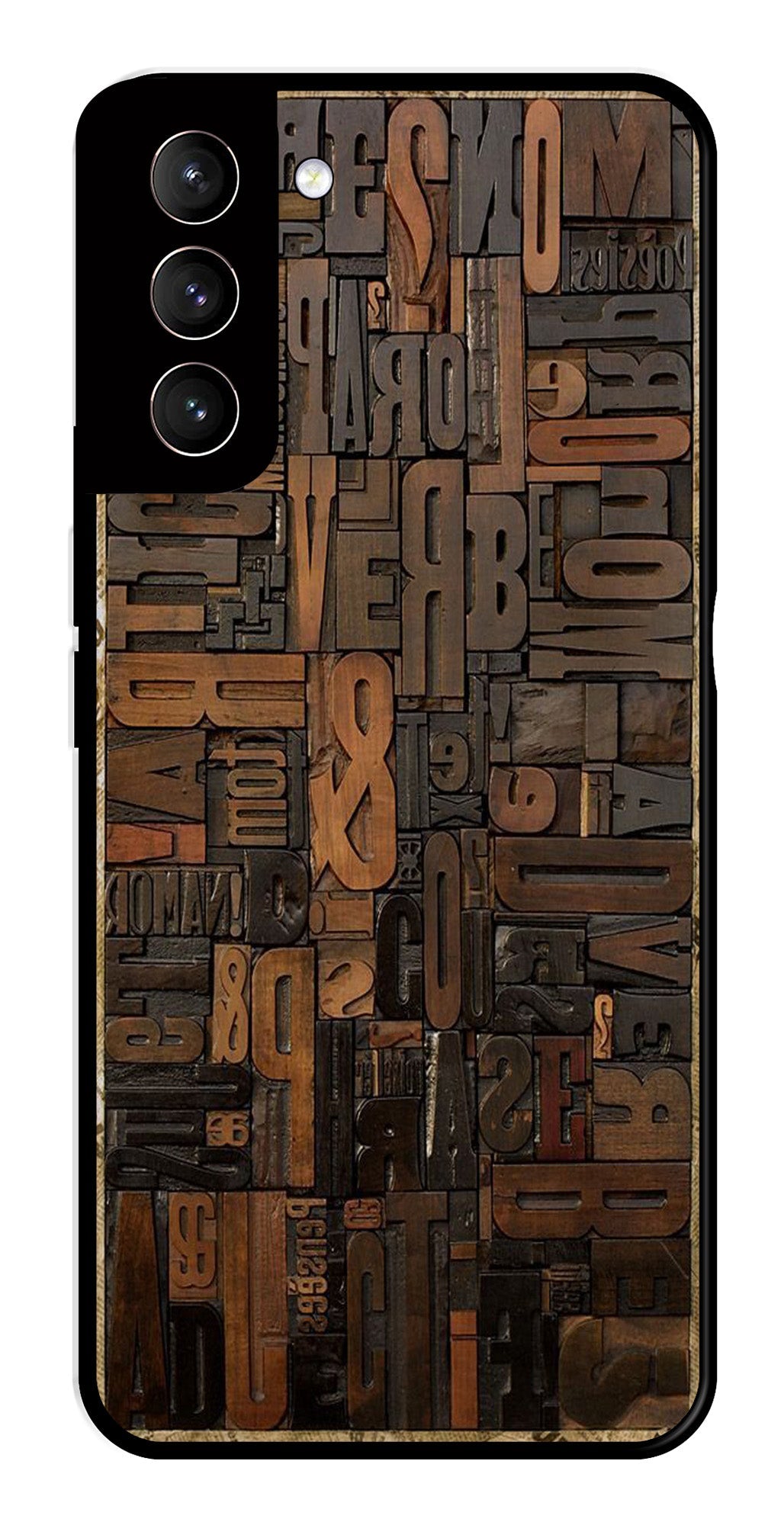 Alphabets Metal Mobile Case for Samsung Galaxy S22 Plus 5G   (Design No -32)