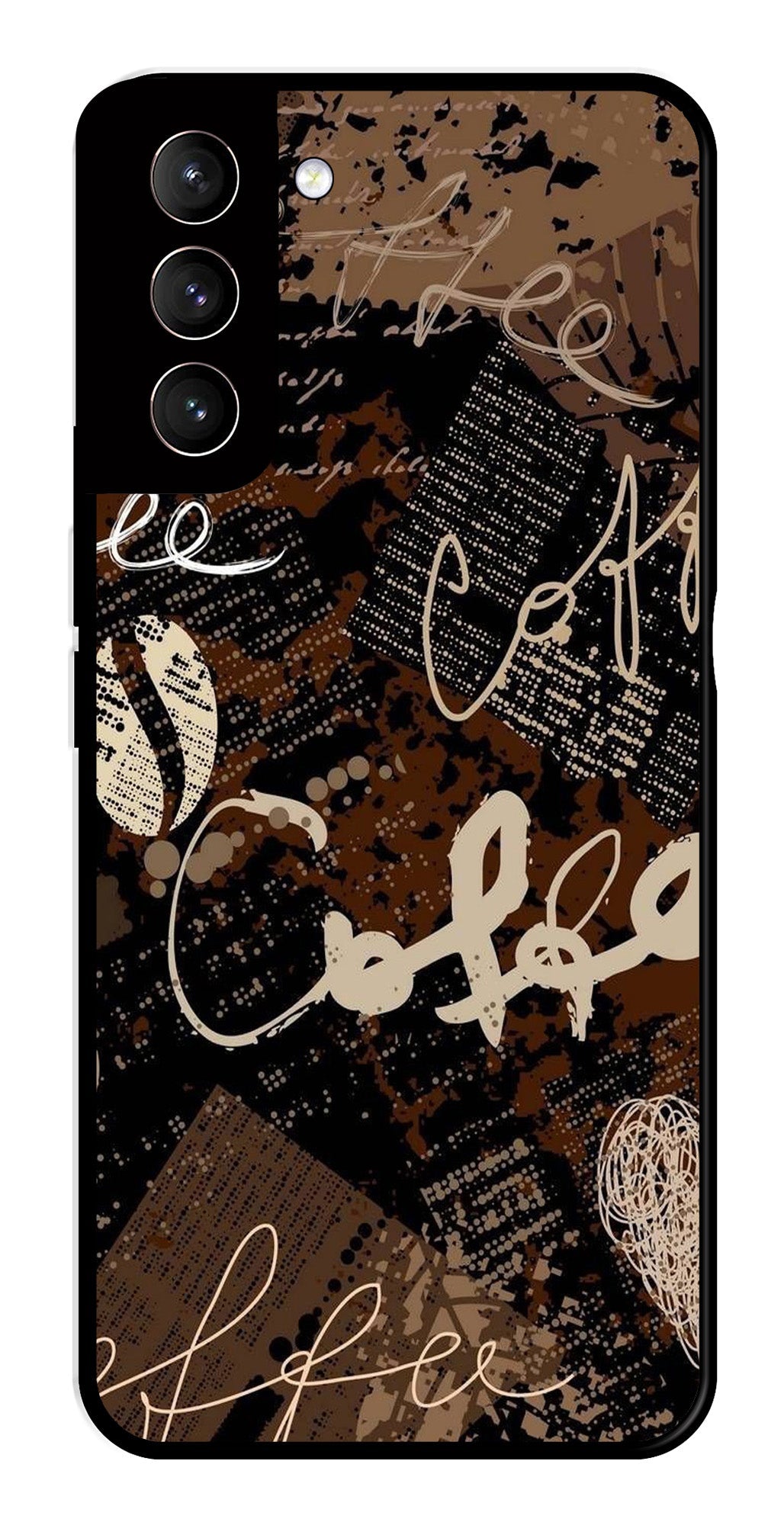Coffee Pattern Metal Mobile Case for Samsung Galaxy S22 Plus 5G   (Design No -37)