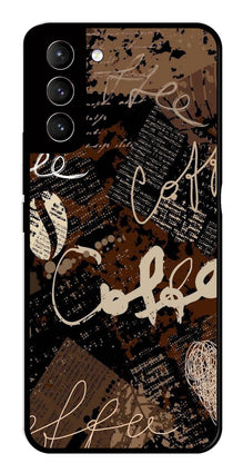Coffee Pattern Metal Mobile Case for Samsung Galaxy S22 Plus 5G