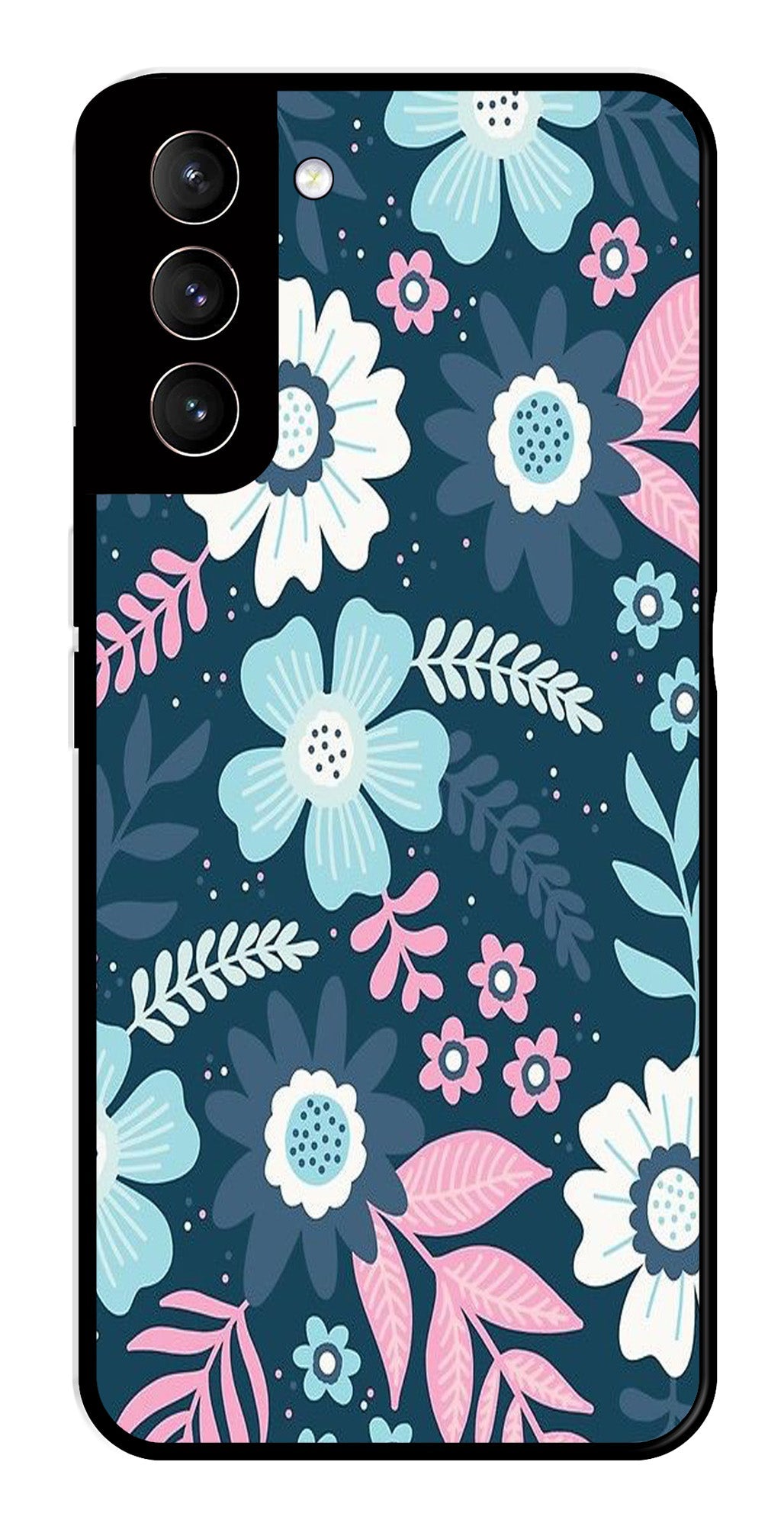 Flower Leaves Design Metal Mobile Case for Samsung Galaxy S22 Plus 5G   (Design No -50)