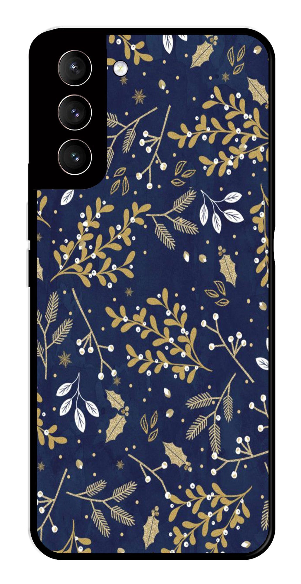 Floral Pattern  Metal Mobile Case for Samsung Galaxy S21 Plus 5G   (Design No -52)