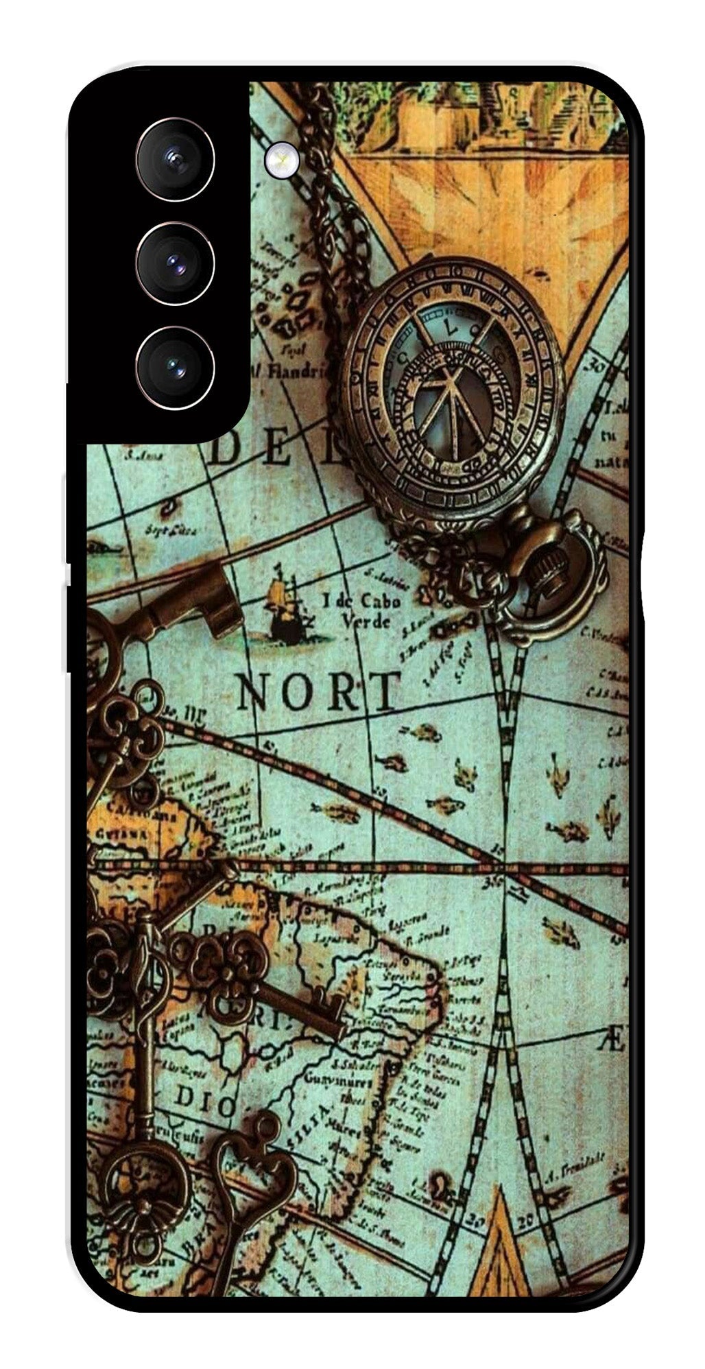 Map Design Metal Mobile Case for Samsung Galaxy S21 Plus 5G   (Design No -54)