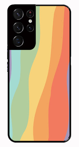 Muted Rainbow Metal Mobile Case for Samsung Galaxy S21 Ultra 5G   (Design No -02)