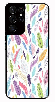 Colorful Feathers Metal Mobile Case for Samsung Galaxy S21 Ultra 5G