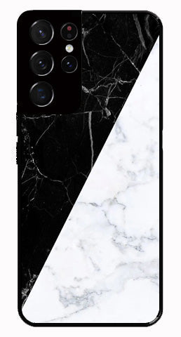 Black White Marble Design Metal Mobile Case for Samsung Galaxy S21 Ultra 5G   (Design No -09)
