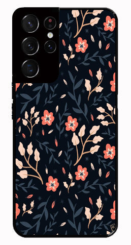 Floral Pattern Metal Mobile Case for Samsung Galaxy S21 Ultra 5G   (Design No -10)