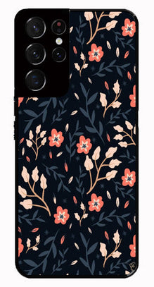 Floral Pattern Metal Mobile Case for Samsung Galaxy S21 Ultra 5G