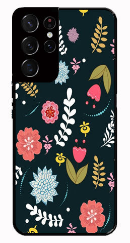Floral Pattern2 Metal Mobile Case for Samsung Galaxy S21 Ultra 5G   (Design No -12)