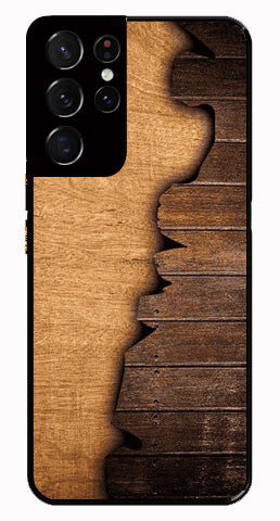 Wooden Design Metal Mobile Case for Samsung Galaxy S21 Ultra 5G   (Design No -13)