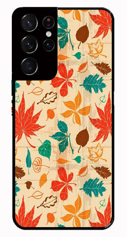 Leafs Design Metal Mobile Case for Samsung Galaxy S21 Ultra 5G   (Design No -14)