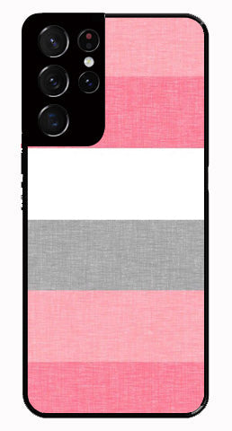 Pink Pattern Metal Mobile Case for Samsung Galaxy S21 Ultra 5G   (Design No -23)