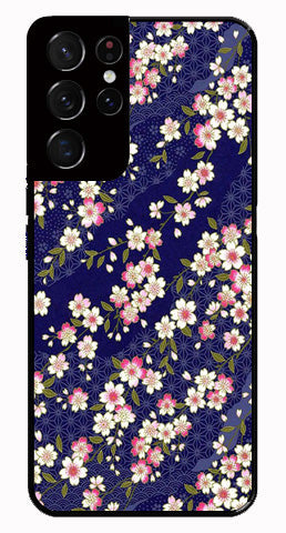 Flower Design Metal Mobile Case for Samsung Galaxy S21 Ultra 5G   (Design No -25)