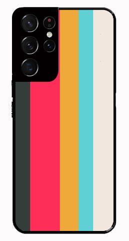 Muted Rainbow Metal Mobile Case for Samsung Galaxy S21 Ultra 5G   (Design No -31)