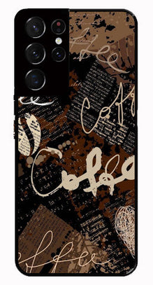 Coffee Pattern Metal Mobile Case for Samsung Galaxy S21 Ultra 5G