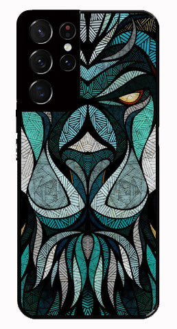 Lion Pattern Metal Mobile Case for Samsung Galaxy S21 Ultra 5G   (Design No -40)