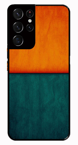 Orange Green Pattern Metal Mobile Case for Samsung Galaxy S21 Ultra 5G   (Design No -45)