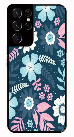 Flower Leaves Design Metal Mobile Case for Samsung Galaxy S21 Ultra 5G   (Design No -50)
